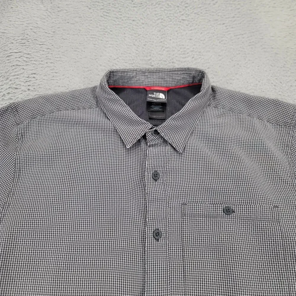 The‎ North Face Shirt Mens XXL Gray Check Plaid Outdoors Camp Gorpcore Pocket